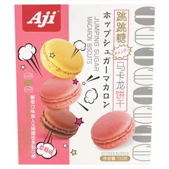 Aji Popping Candy Macarons keksz, eperízű, 133g
